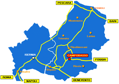Mappa del Molise - Strade di Collegamento